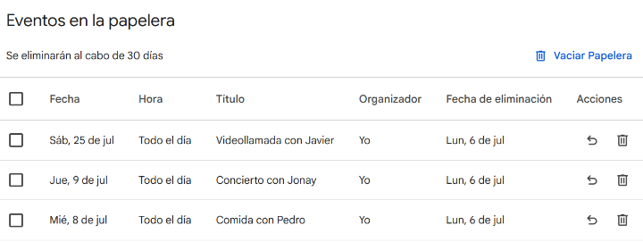 Imagen - Papelera en Google Calendar: c&oacute;mo funciona este nuevo sistema para eliminar eventos