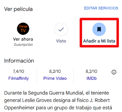 Imagen - As&iacute; se guardan pel&iacute;culas en Google para ver luego. Adem&aacute;s, mejorar&aacute;s las recomendaciones