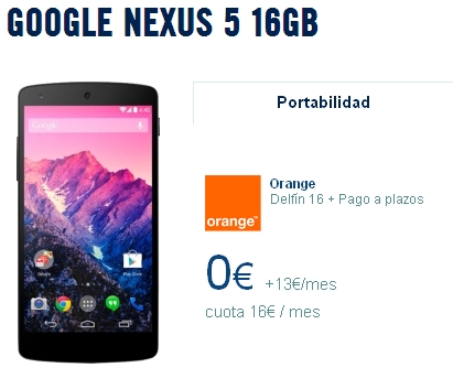 Imagen - Nexus 5 desde 3 euros al mes m&aacute;s tarifa con Orange